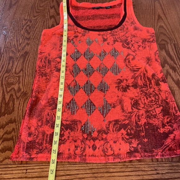 MISS ME VINTAGE EMBELLISHED TANK. Distressed, sparkle, mesh net back size Large - Picture 11 of 15